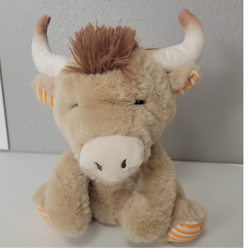 Spark Create Imagine Highland Cow Plush Tan Bull Rattle Stuffed Animal 335488